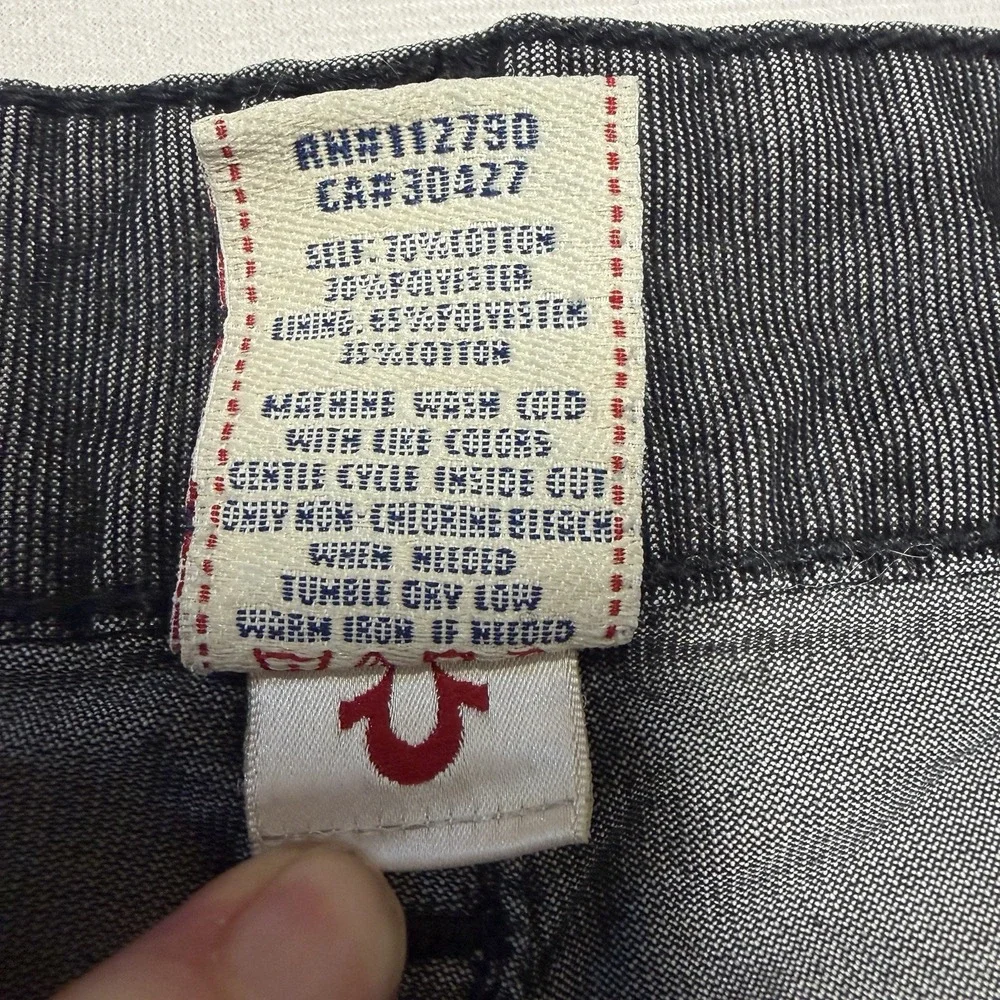 Vintage True Religion Rickey Men's 33x30 Seat 34 Corduroy Jeans Black Gray Y2K